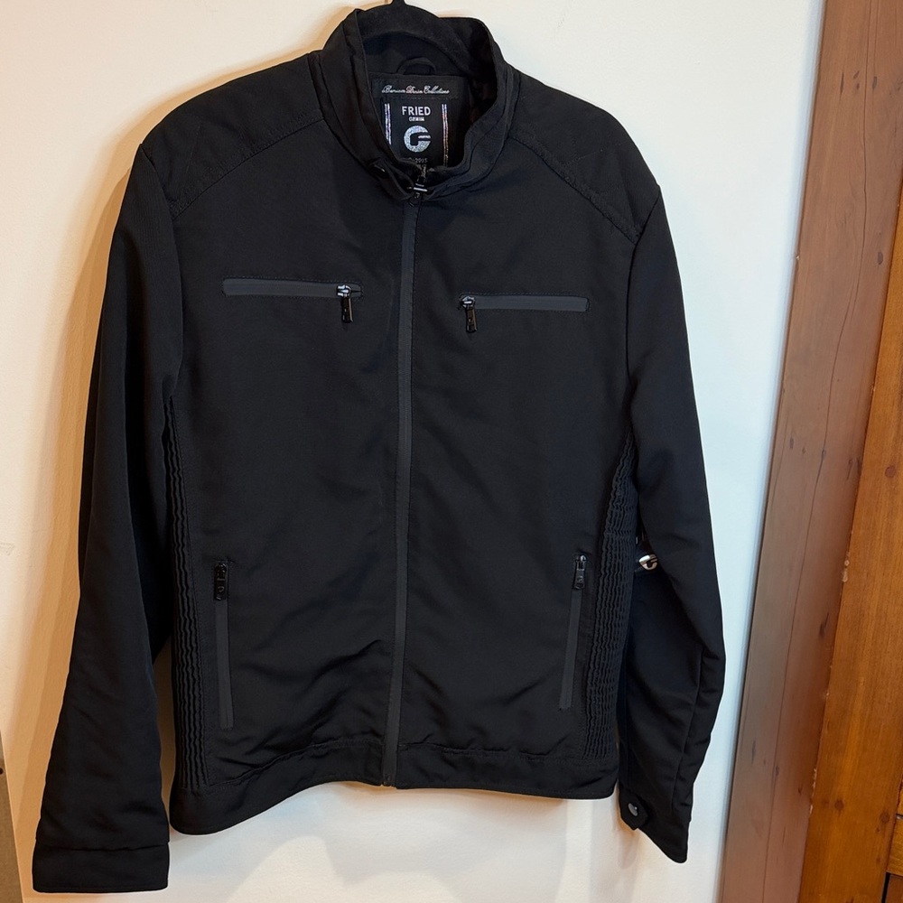 Fried Denim NYC Premium Denim Collections Men's Black Moto Bomber Jacket, M